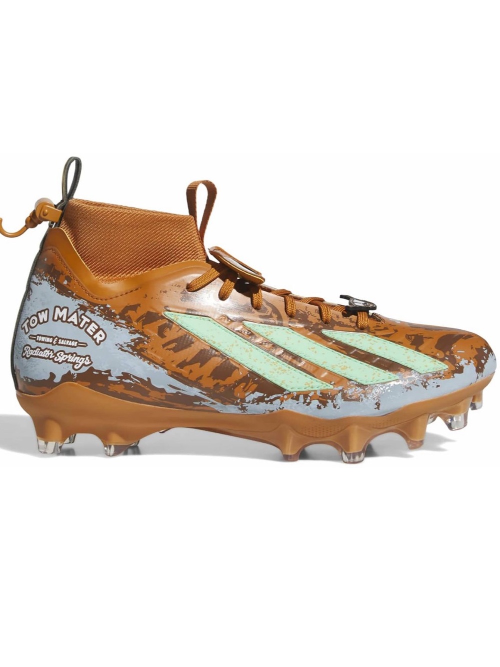 🤎 ADIDAS x DISNEY CARS MATER ADIZERO IMPACT II MID FOOTBALL CLEAT BROWN 🛻